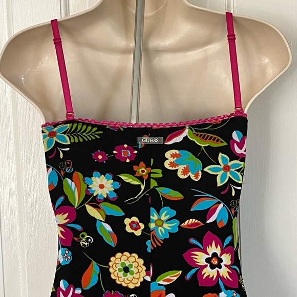 Y2K Guess Women's USA Made Floral Stretch Mesh Removal Straps Mini Dress Small - Picture 5 of 14